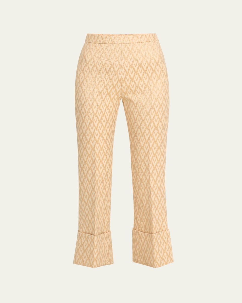 Metallic Printed Cuffed Hem Wool Trousers
